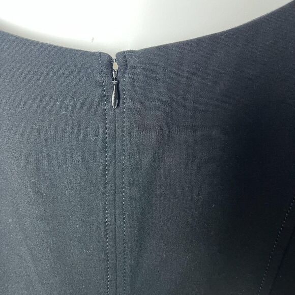 Talbots Petites Dress Womens 10P Black Ponte Sheath V Neck Short Sleeve Back Zip - Picture 4 of 7